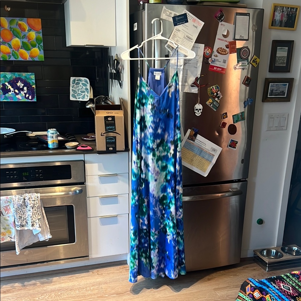 Blue and Green Tie-Dye Maxi Dress